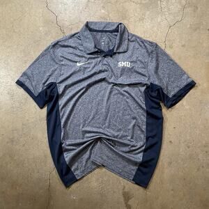 Nike Golf Shirt Dri Fit Polo SMU Mustangs Medium Grey/navy